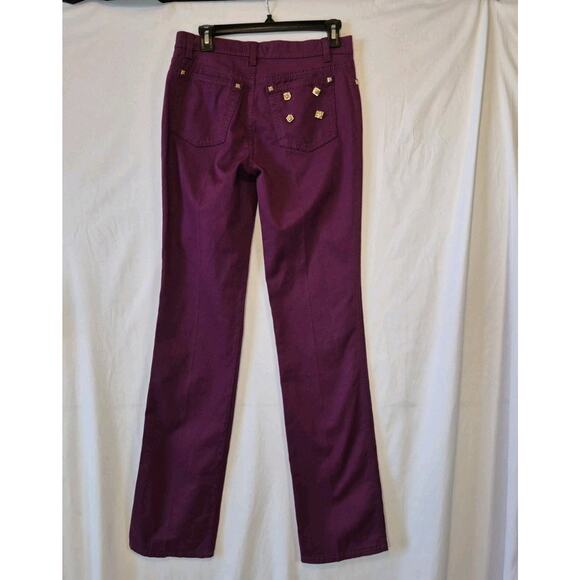 Vintage Roberto Cavalli Dark Purple Designer Straight Leg Jeans 28 X 35 Studded - Picture 4 of 5
